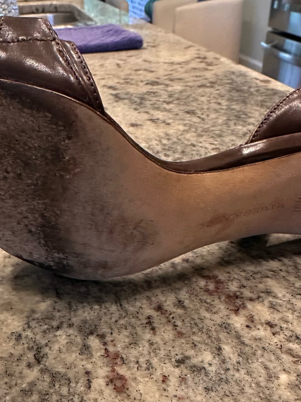 Manolo Blahnik Brown Stone & Chain
Embellished Slingback Heels; Size 36.5 - Picture 8 of 12
